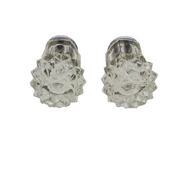 Vintage NOS Diamond Point Salt & Pepper Shakers Crystal 0174 Indiana‎ Glass Co. - Picture 3 of 11